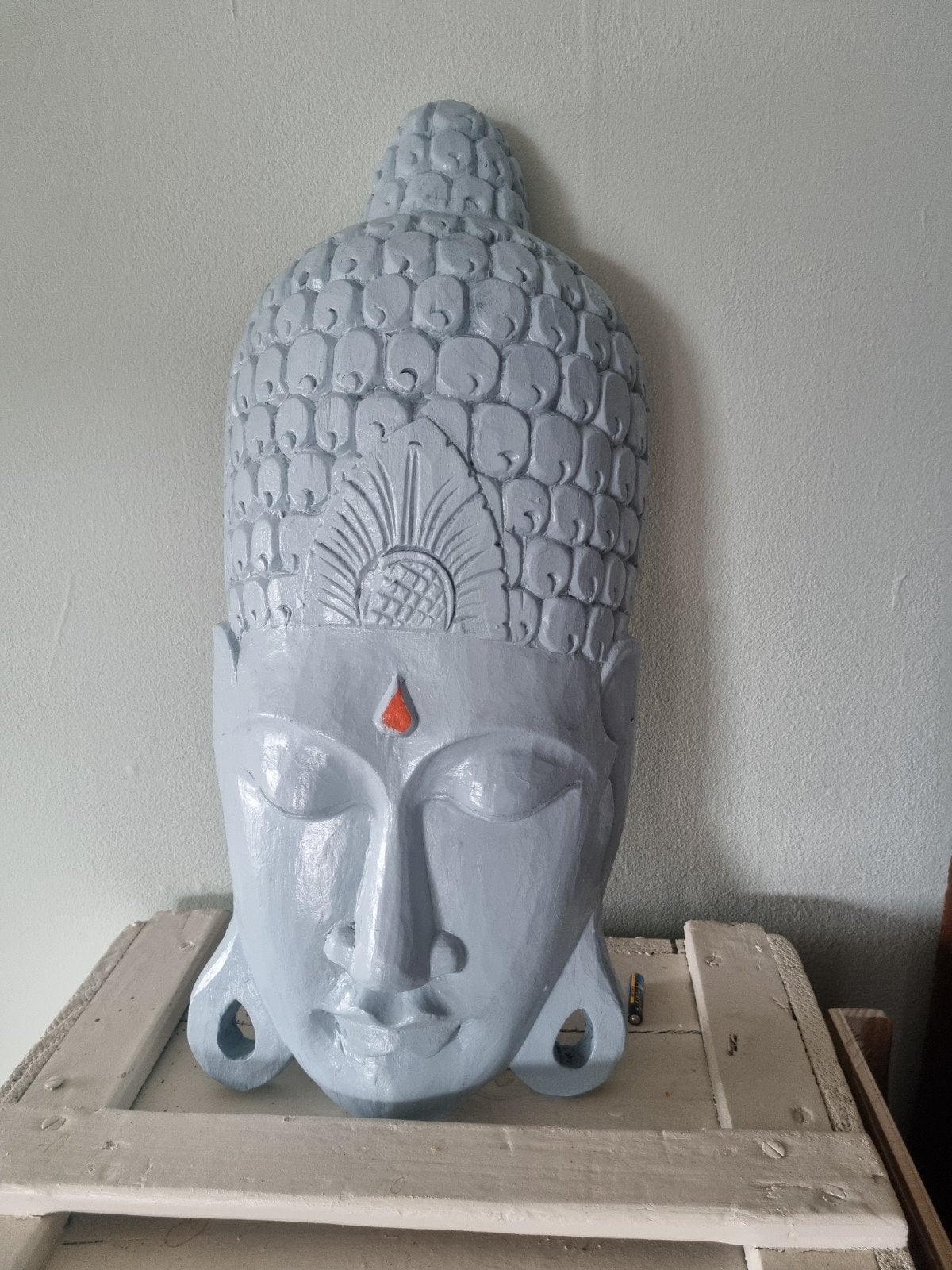 Groot Boeddha hoofd - H 61 cm B 27 cm, Ophalen