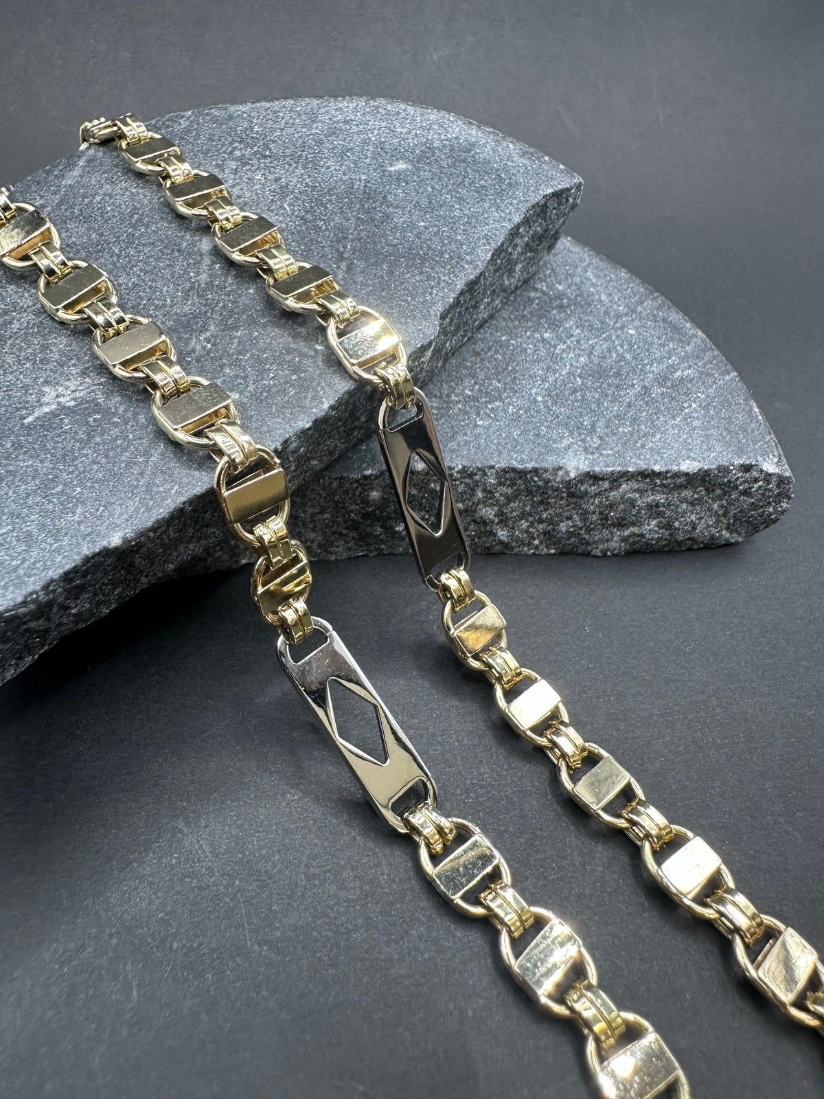 14k Gouden Massieve Kingsley Ketting met Ruitjes, Ophalen of Verzenden, Nieuw, Goud