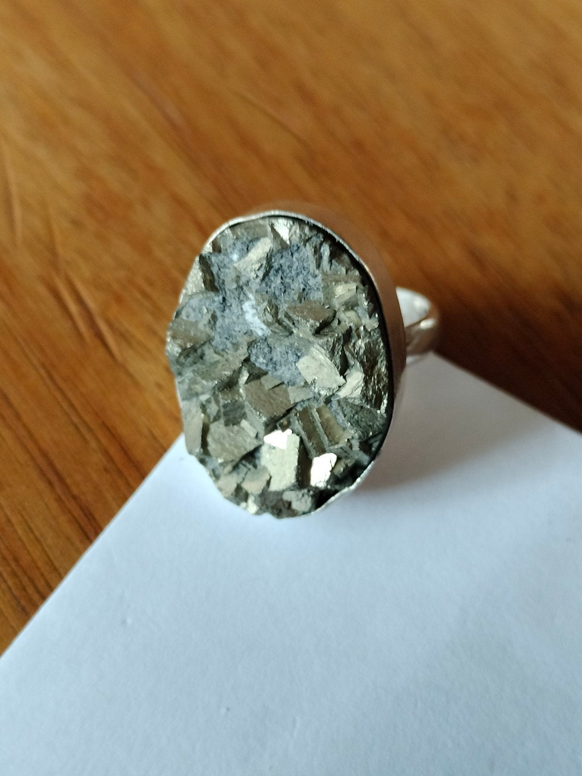 Zilveren ring met pyriet maat 17, Overige kleuren, Verzenden, Nieuw, 17 tot 18