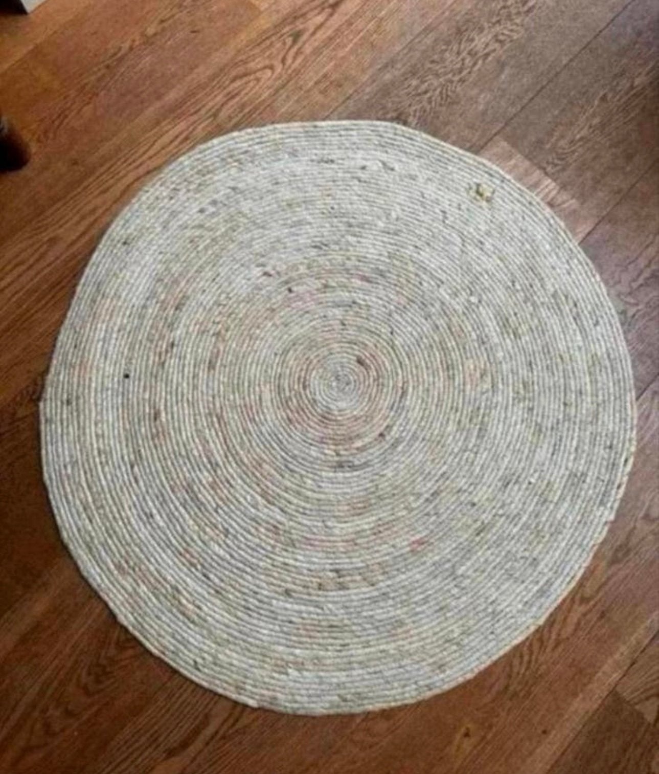 Rieten / rotan vloerkleed - rond model - lichtgekleurd, Ophalen, Zo goed als nieuw, Rond, 50 tot 100 cm