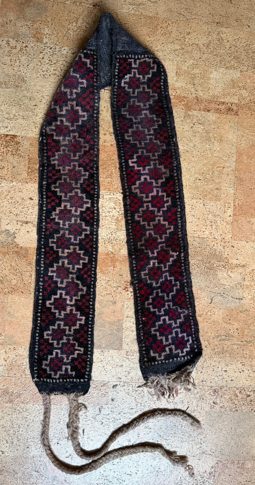 Antique Afghan tribal textile, handwoven camel runner 187x12, Ophalen of Verzenden