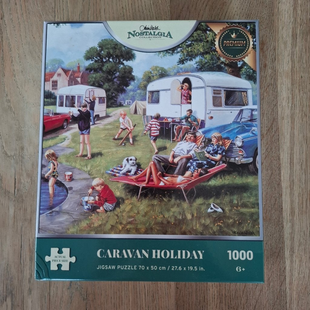 Jigsaw puzzel nostalgia collection caravan holiday kevin wal, Ophalen of Verzenden, 500 t/m 1500 stukjes, Zo goed als nieuw, Legpuzzel