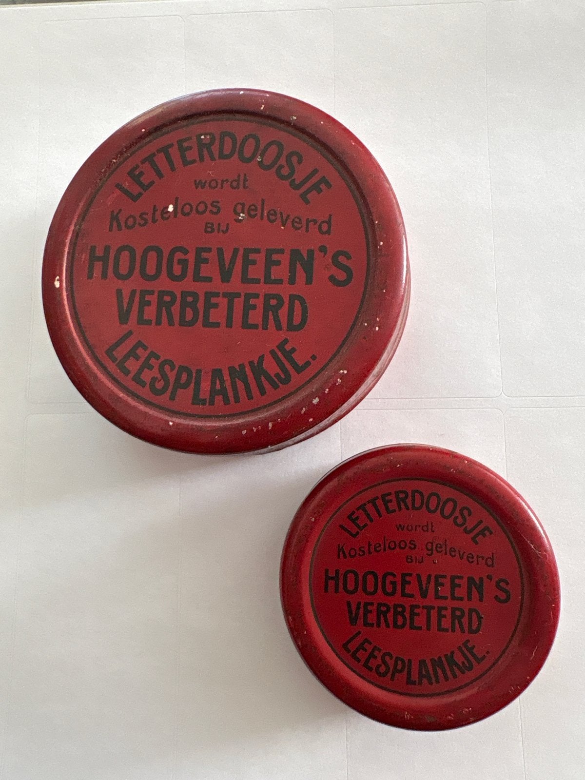 Vintage Hoogeveen's Verbeterd Leesplankje Letterdoosjes, Ophalen of Verzenden