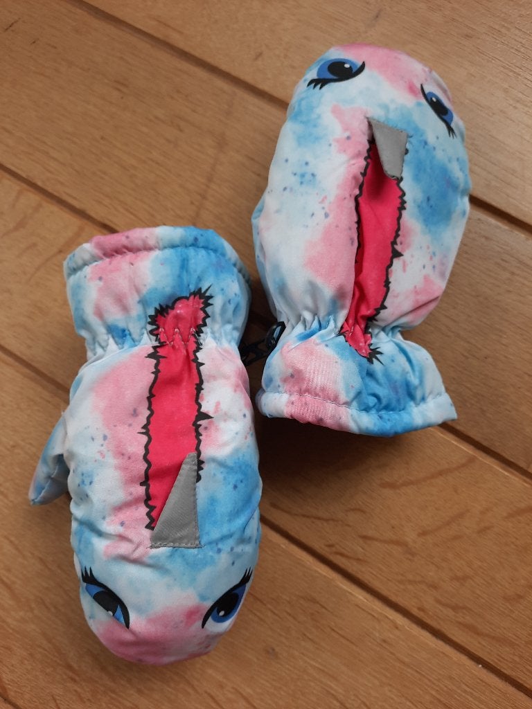 Wanten wit roze blauw haai maat 122/128, Meisje, Ophalen of Verzenden, Zo goed als nieuw, Handschoenen