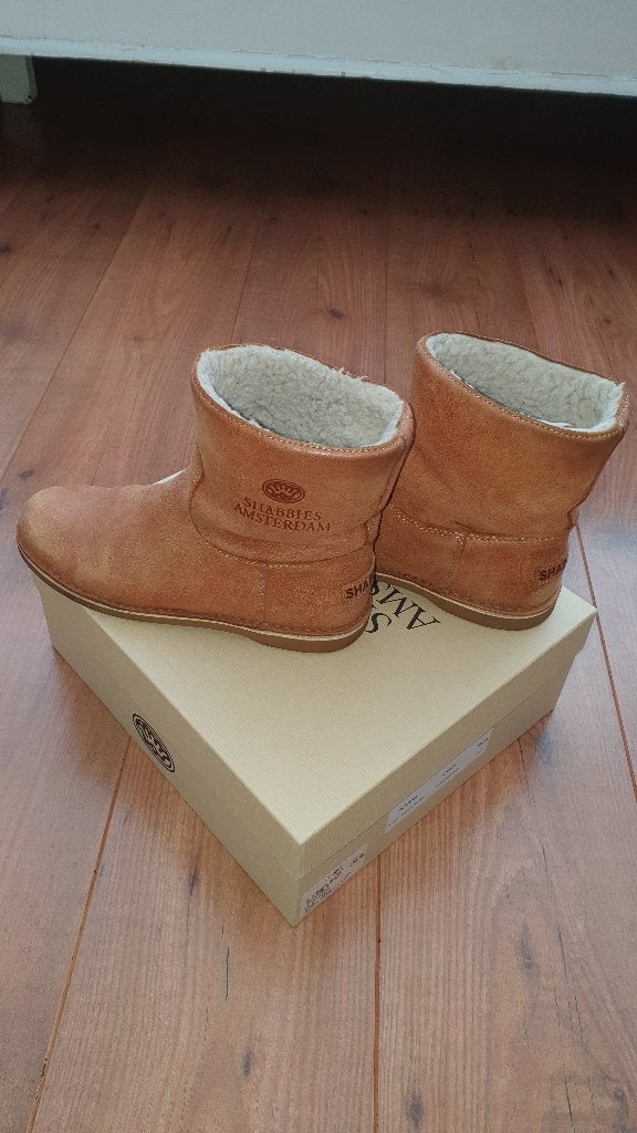 Schoenen: Mooie leren laarsjes Shabbies Amsterdam. mt 37, Ophalen, Lage of Enkellaarzen, Zo goed als nieuw, Bruin