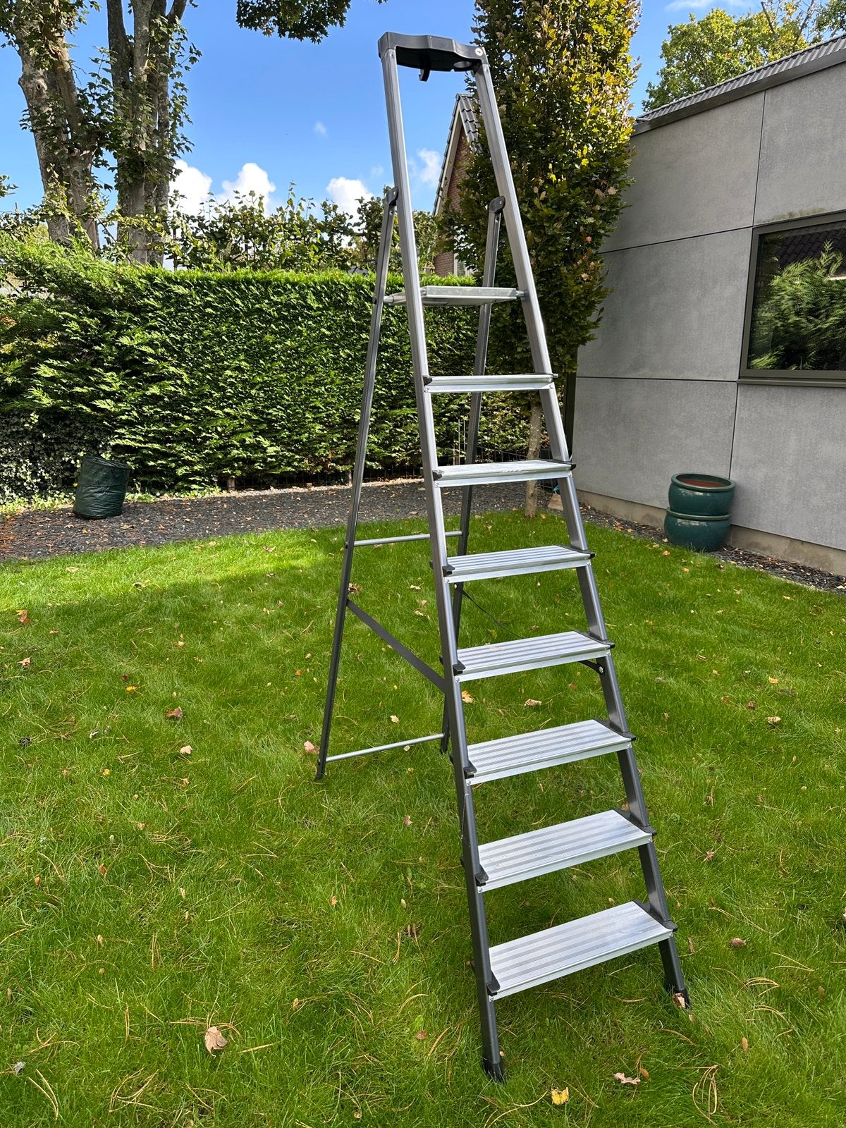 BAUHAUS STABILOMAT aluminium huishoudtrap – 8 treden, Ophalen, Gebruikt, Trap, Opvouwbaar of Inschuifbaar