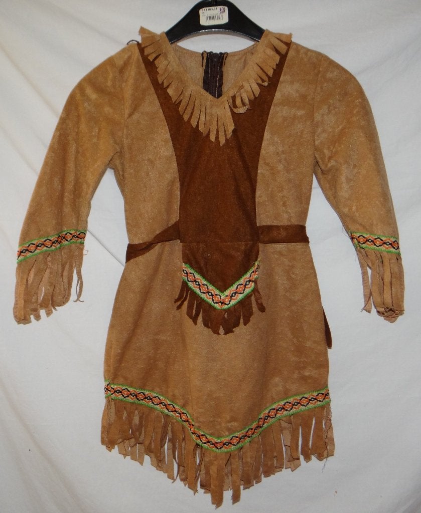 Leuk bruin/beige/groen/oranje INDIAAN/NATIVE AMERICAN jurk, Ophalen of Verzenden, Gebruikt, 110 t/m 116, Meisje