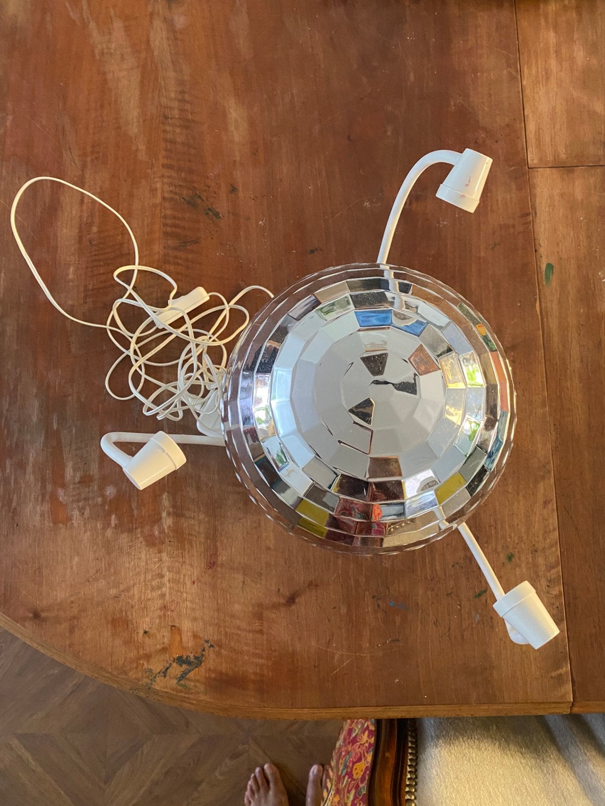 Draaiende discobal met verlichting €20, Ophalen, Gebruikt, Kunststof, Plafondspot of Wandspot