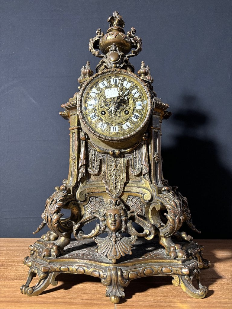 (45) Antieke Franse Bronzen Regency stijl Pendule ca.1880, Antiek en Kunst, Ophalen of Verzenden