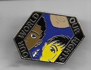 EMAILE OUR WORLD OUR RIGHTS PIN, Verzenden, Nieuw, Overige onderwerpen, Speldje of Pin