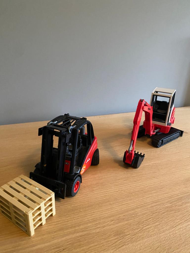Bruder graafmachine en heftruck, Kinderen en Baby's, Ophalen of Verzenden, Zo goed als nieuw