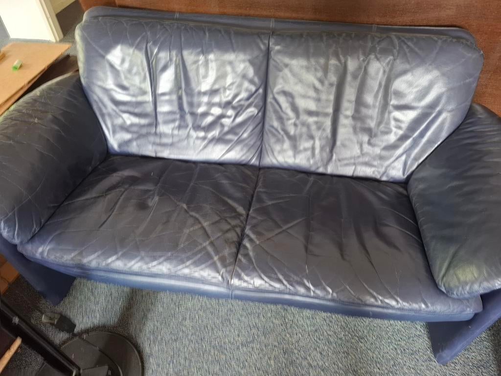 Comfortabele tweezitsbank Leolux - Donkerblauw, Gebruikt, Klassiek, Comfortabel, 150 tot 200 cm, Tweepersoons