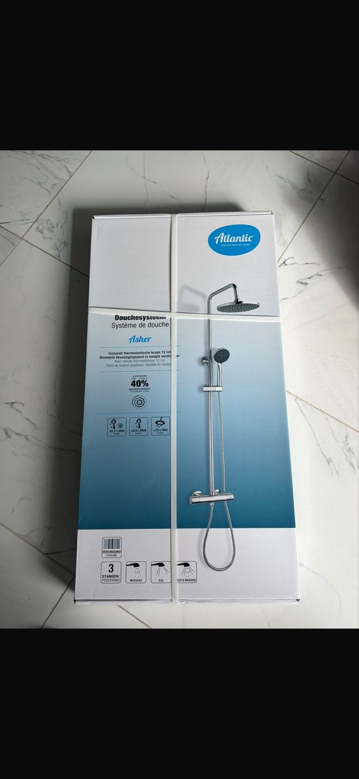 Atlantic Asher Regendouche Douchesysteem Chroom, Ophalen of Verzenden, Nieuw, Chroom, Douche