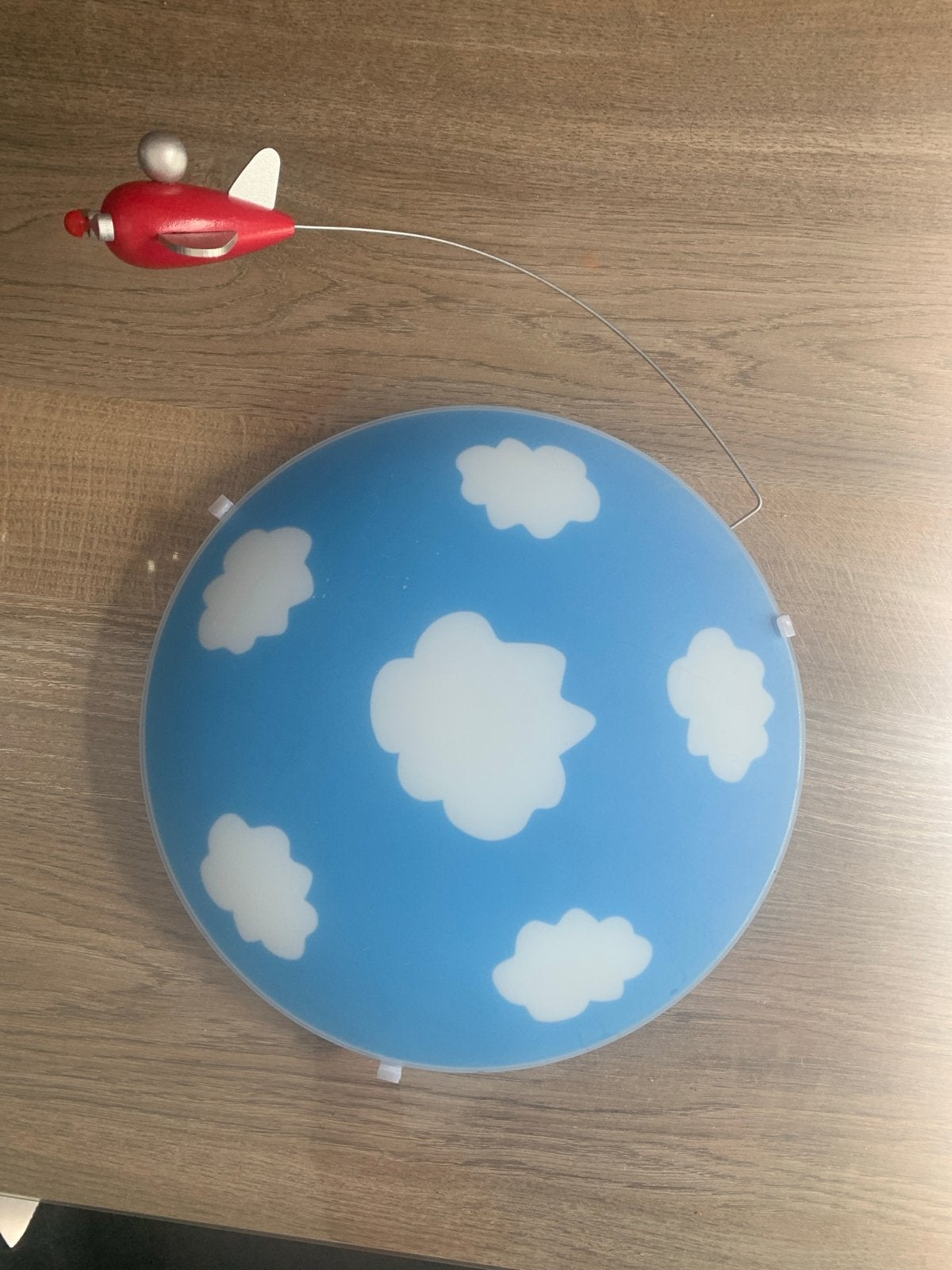 Plafondlamp kinderkamer jongens - Vliegtuig en wolken, Huis en Inrichting, Lampen | Plafondlampen, Blauw, Kunststof, Gebruikt