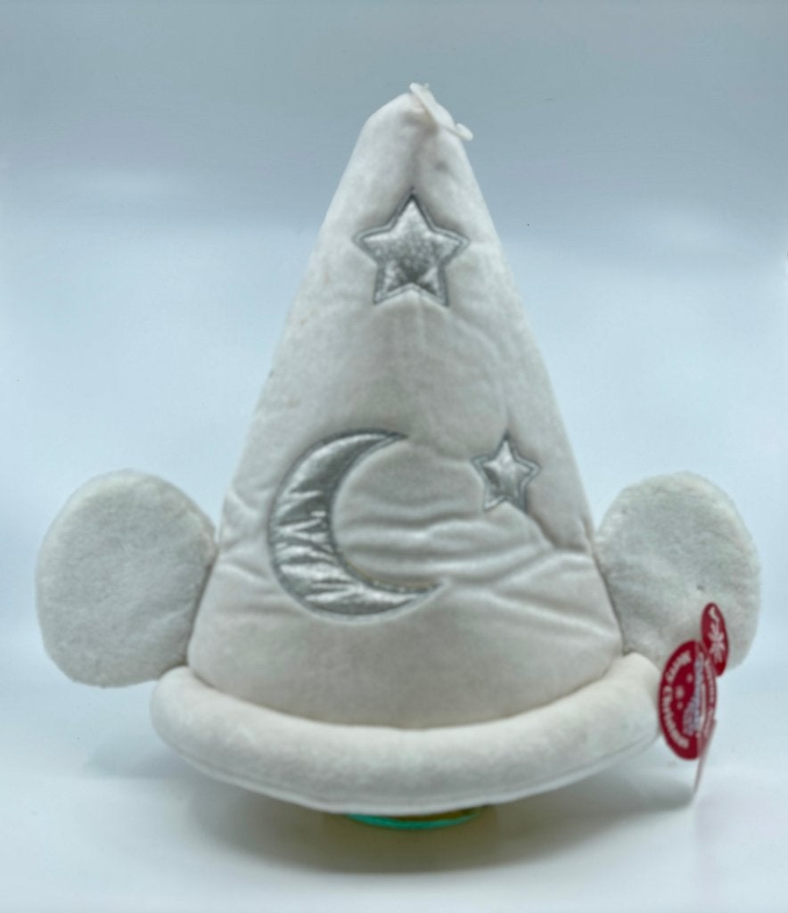 Mickey Mouse tovenaarshoed met oren – wit pluche (Fantasia), Ophalen of Verzenden, Mickey Mouse, Zo goed als nieuw, Kleding of Textiel