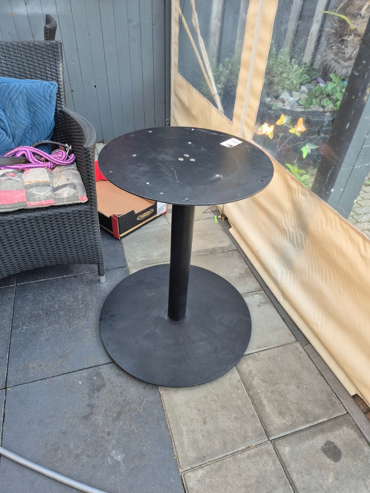 Zwaar metalen bistro / horeca tafelonderstel – Zwart (Ideaal, Tuin en Terras, Ophalen, Rond, Metaal