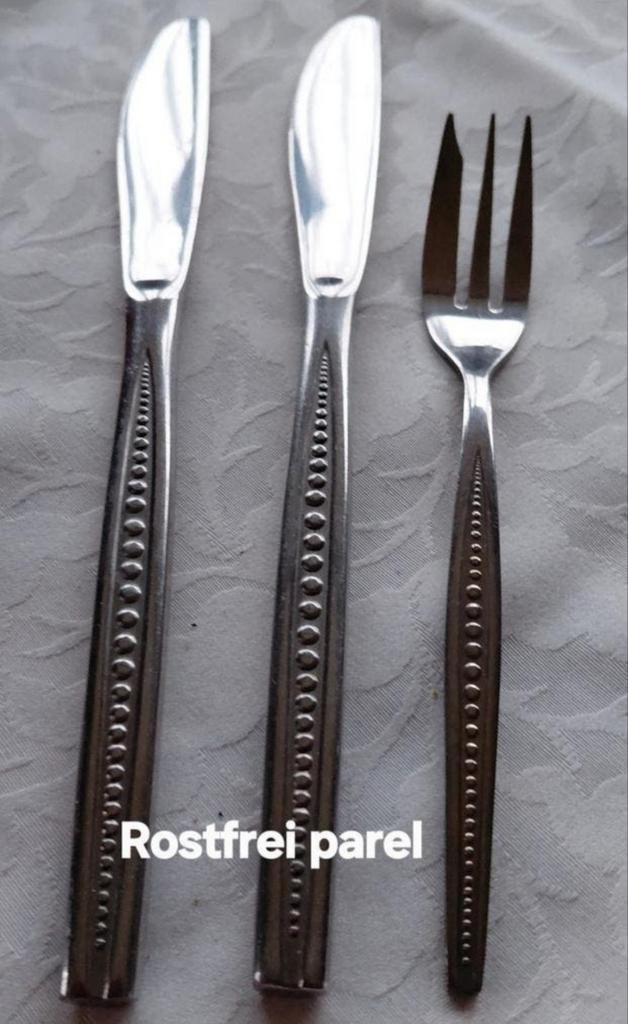 Bestek Rostfrei parels in de handvatten, Ophalen of Verzenden, Nieuw, Rvs of Chroom