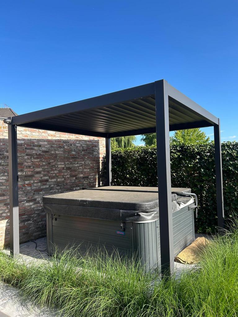 Terras overkapping zwart aluminium, Tuin en Terras, Overkappingen, Ophalen, Zo goed als nieuw