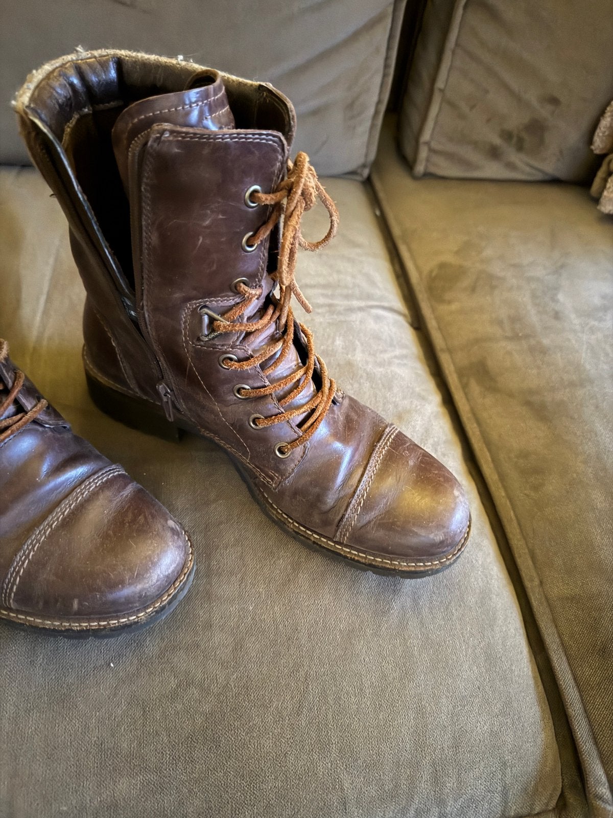 Ecco bruine leren veterlaars met rits, Ophalen, Gedragen, Overige typen