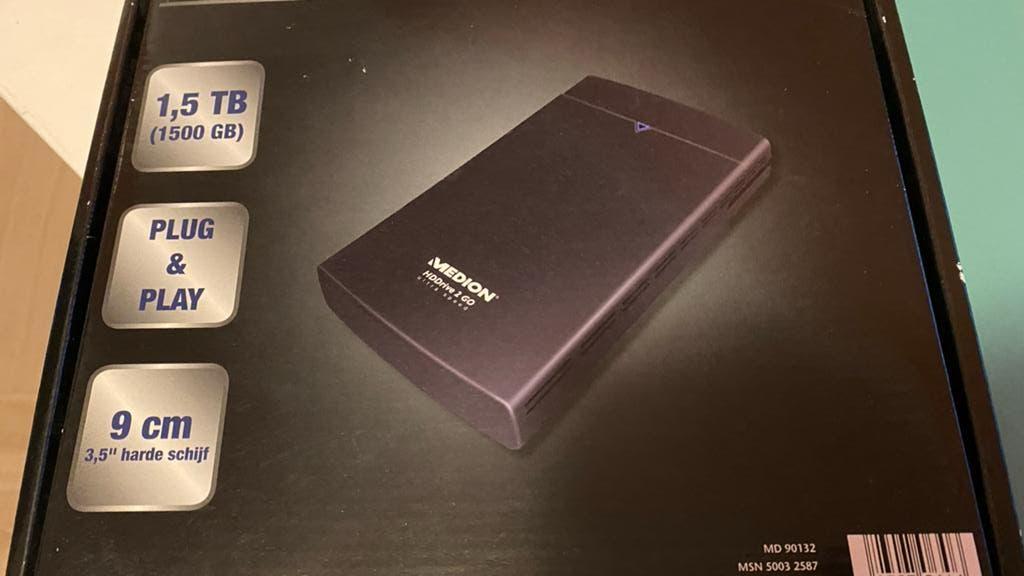 Medion HDDdrive 2 GO Externe Harde Schijf 1.5 TB USB 2.0, Computers en Software, Harde schijven, Nieuw, Desktop, Extern, HDD, USB
