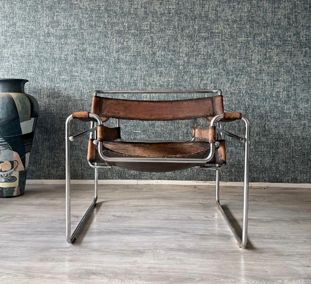 Vintage Marcel Breuer Wassily Chair- Patina, Italy, ca1960s, Huis en Inrichting, Fauteuils, Ophalen, -, -, -