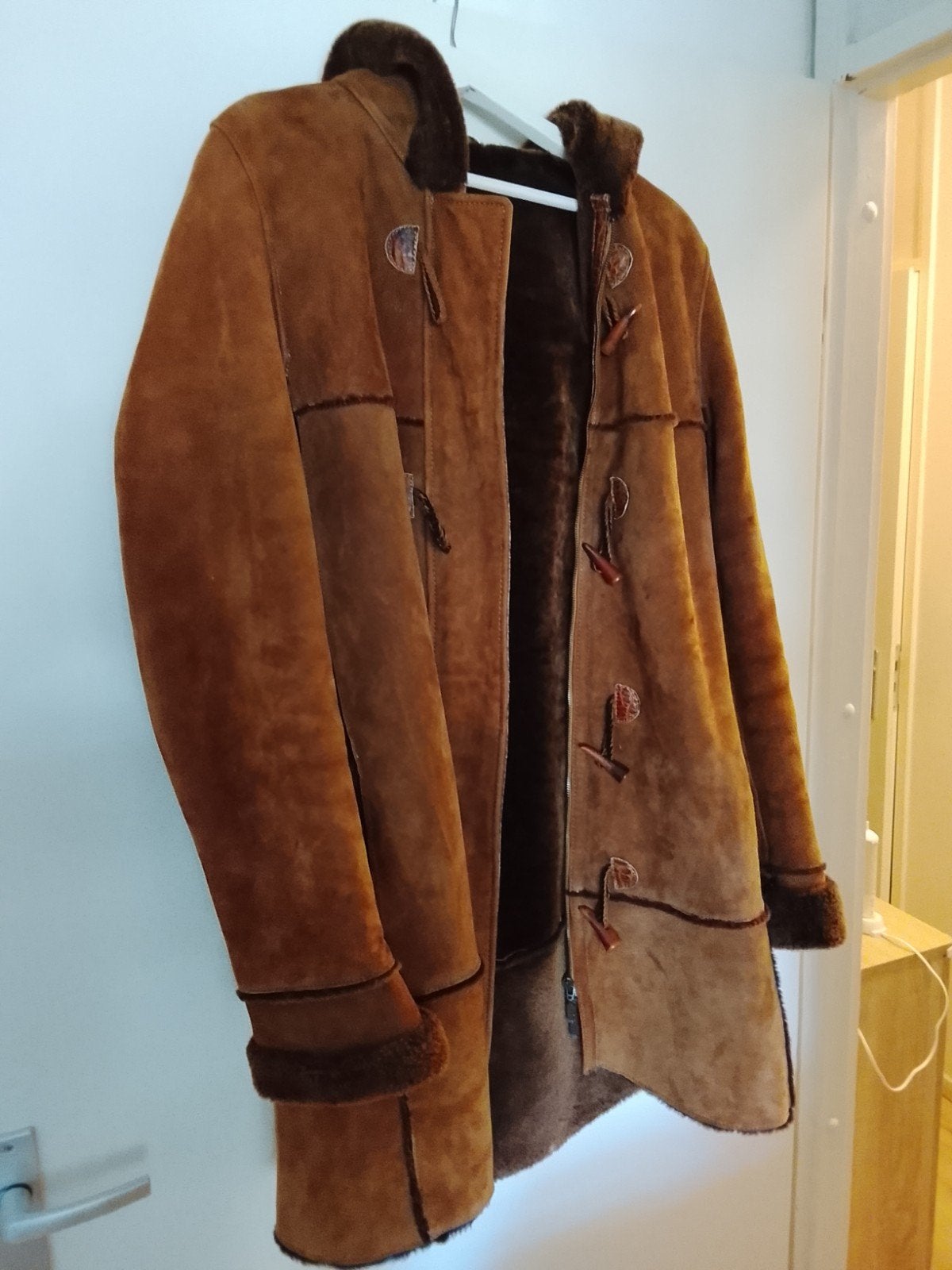 lederen sheepskin jas, Ophalen of Verzenden, Zo goed als nieuw, Maat 46/48 (XL) of groter, Zwart