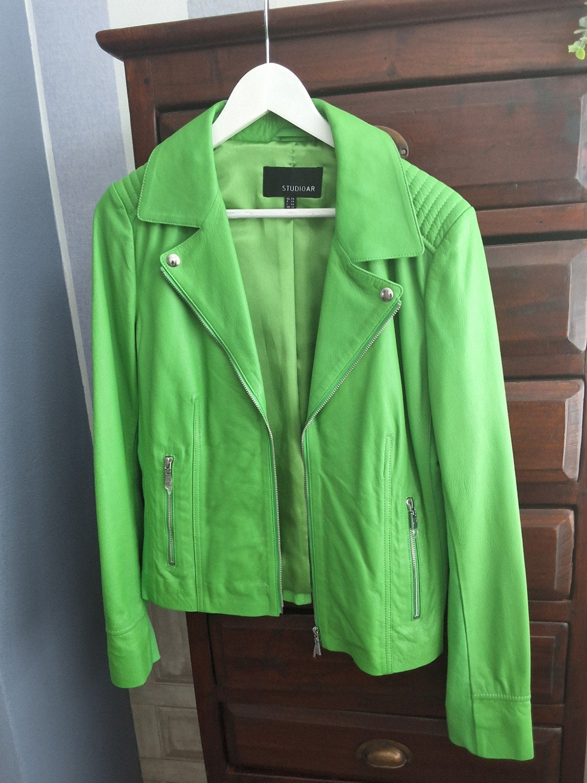 Prachtig nieuw appelgroen echt leren jasje, Kleding | Dames, Ophalen of Verzenden, Nieuw, Groen
