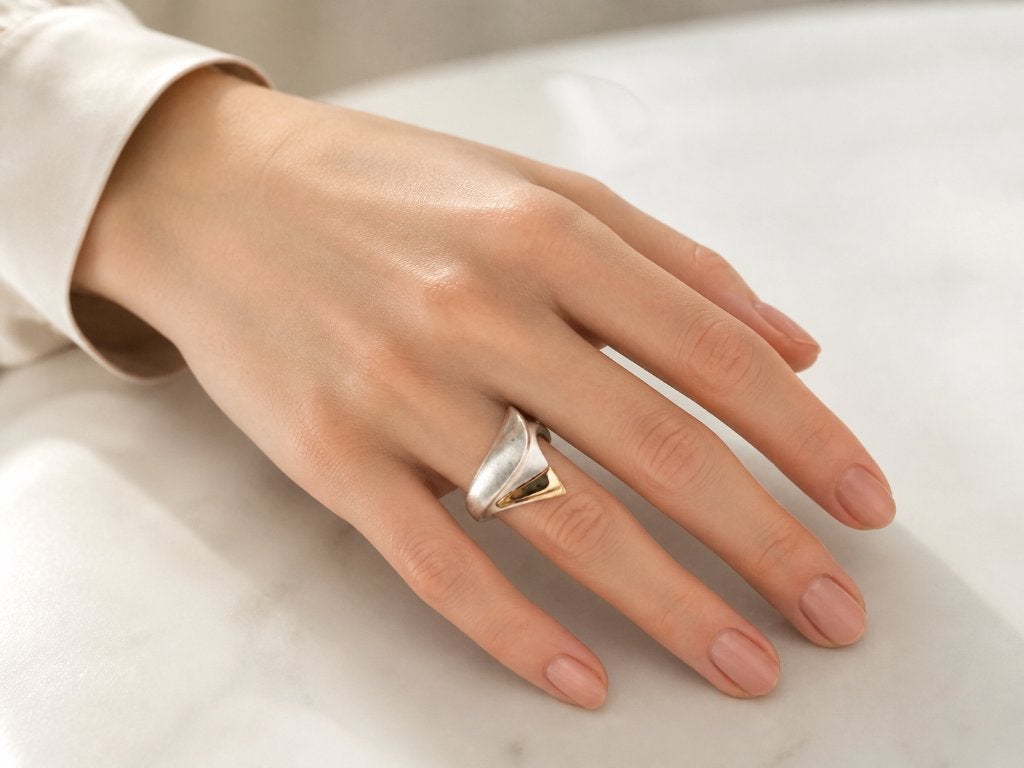 ring Zilver met 18 K goud, Sieraden, Tassen en Uiterlijk, Ringen, Verzenden, Creation D'orelle, Nieuw, Dorelle@zeelandnet.nl