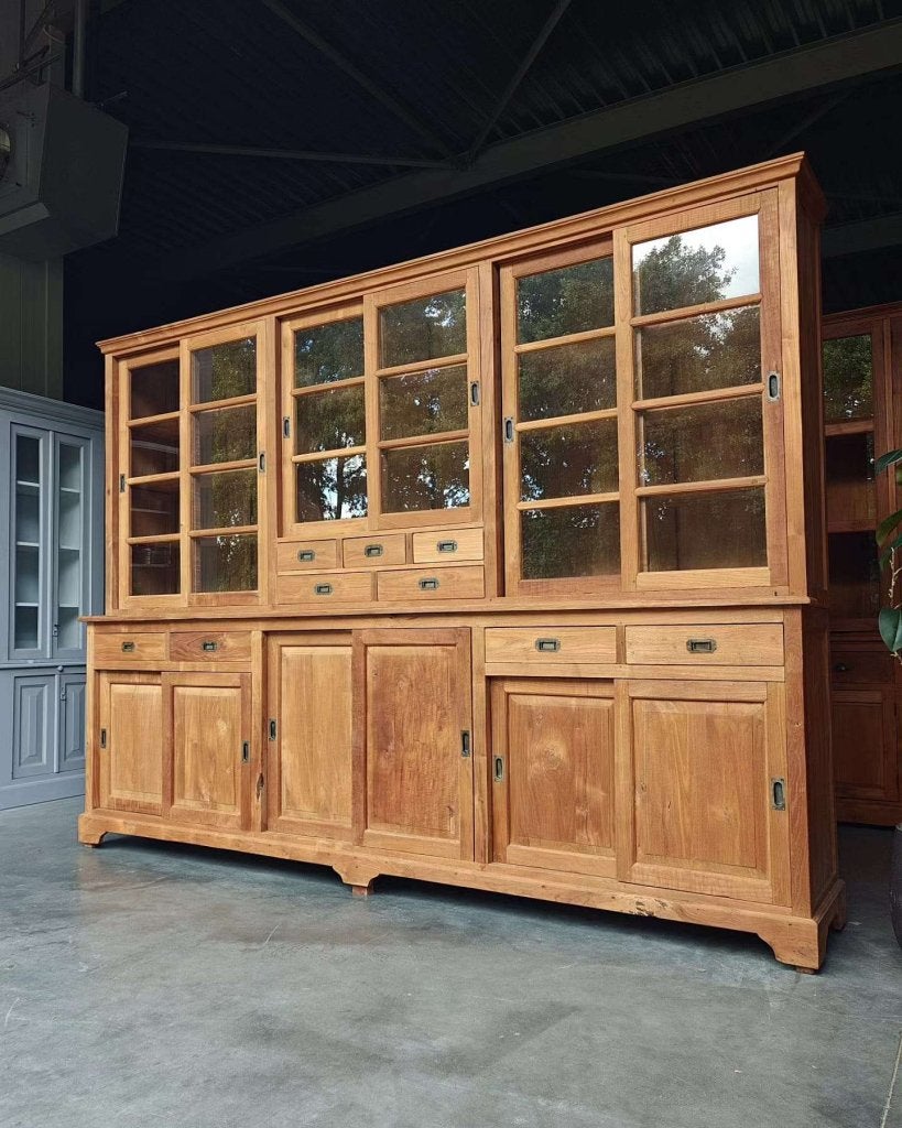 Geweldige brede teakhouten winkelkast | Buffetkast teak #685, Gebruikt, -, 200 cm of meer, -