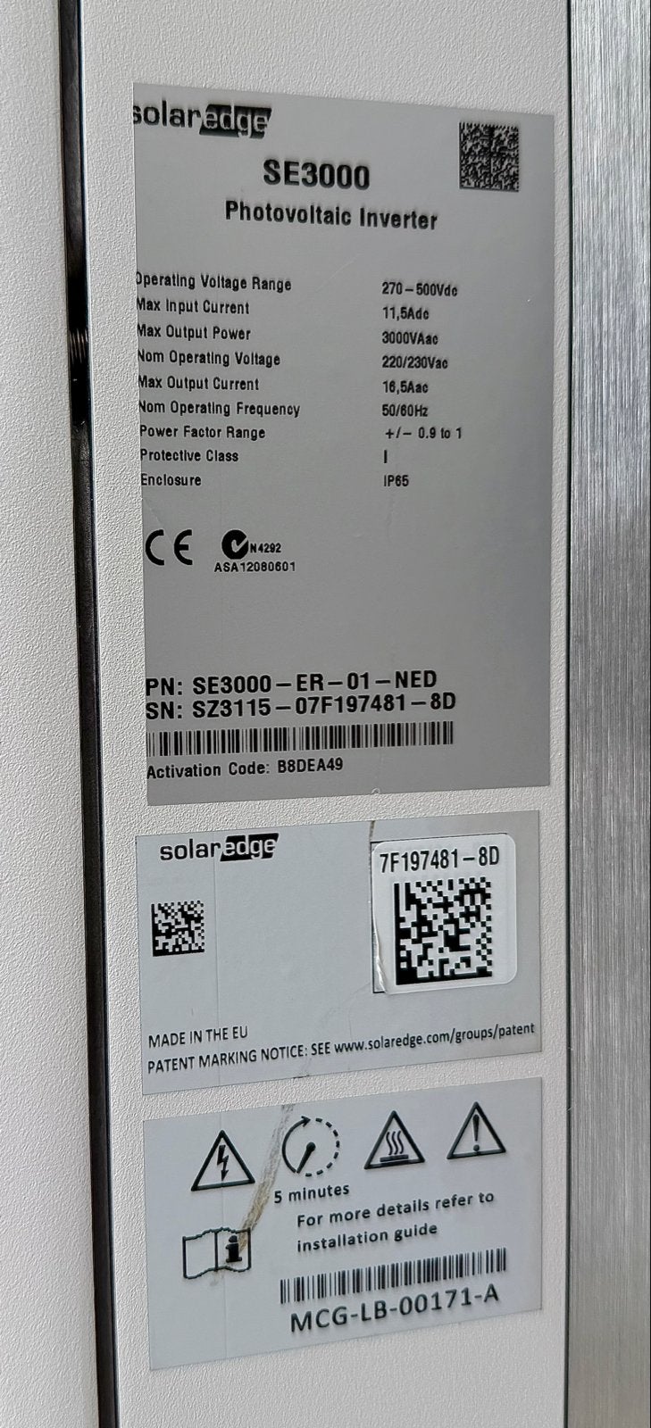 SolarEdge SE3000 Omvormer - 3000VA, Ophalen of Verzenden, Gebruikt, Overige typen
