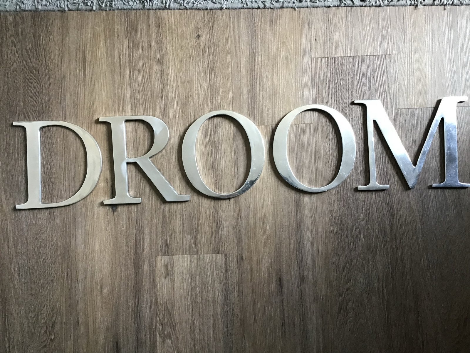 Metalen letters 'DROOM' - Decoratieve wanddecoratie, Gebruikt, Ophalen of Verzenden, Zilver, Metaal