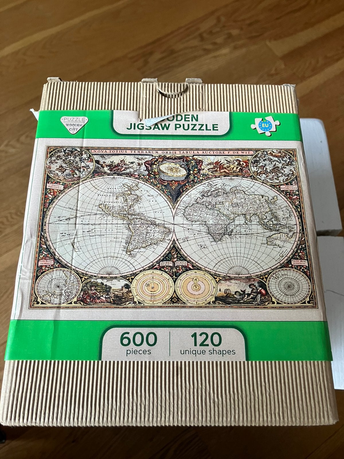 Houten wereldkaart puzzel van Wooden City, Ophalen of Verzenden, 500 t/m 1500 stukjes, Zo goed als nieuw