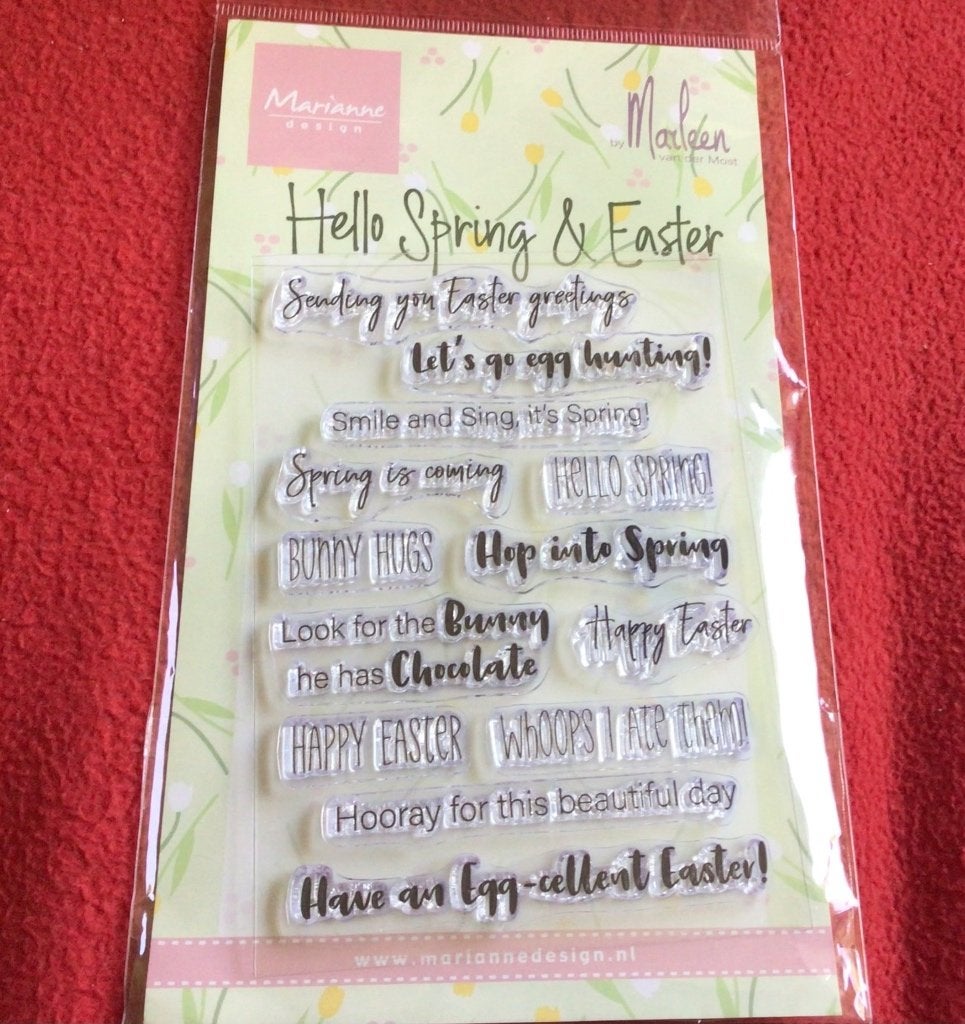 Mariannedesign stempel tekst spring en pasen, Hobby en Vrije tijd, Stempelen, Ophalen of Verzenden, Nieuw, Clearstamp