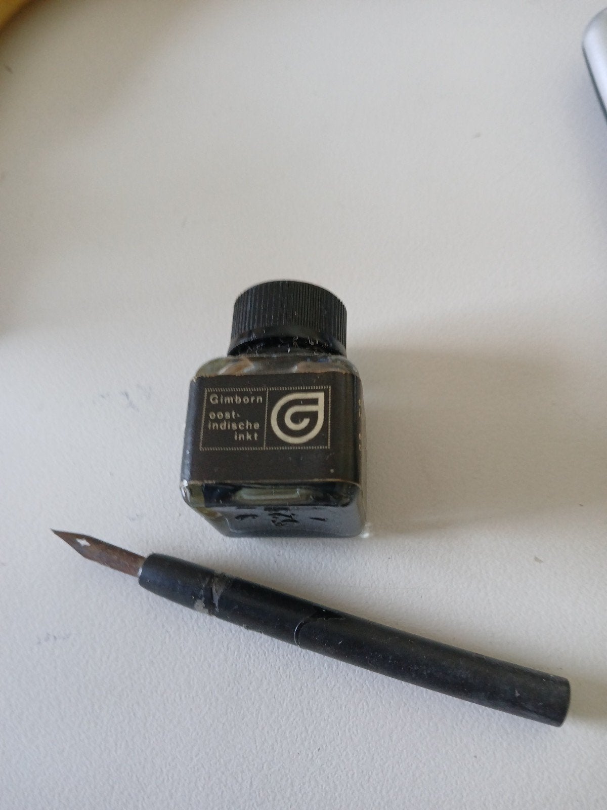 Vintage Inktpotje met pennetje, Ophalen of Verzenden