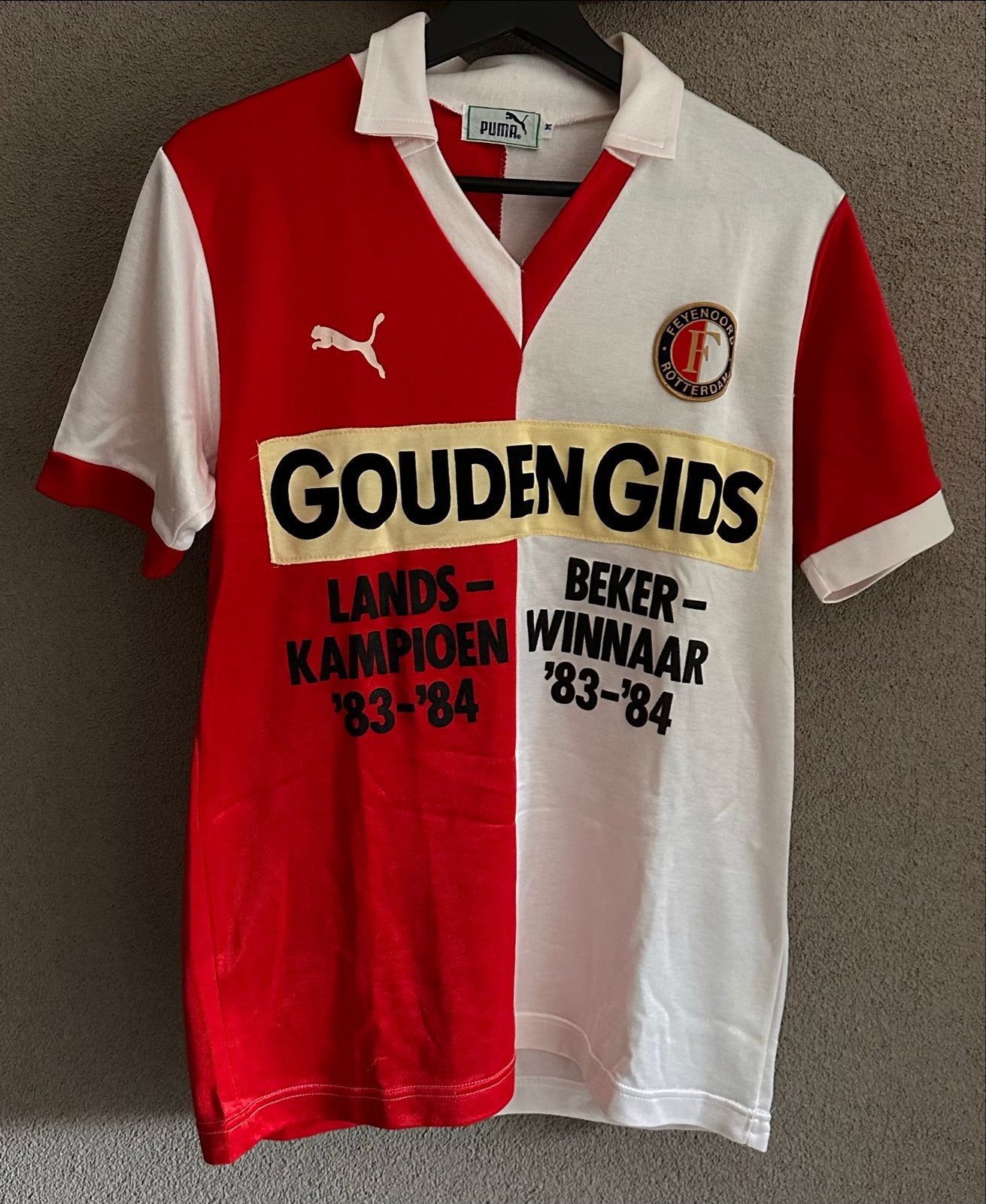 Feyenoord Retro Shirt 1983-1984 - Gouden Gids, Zo goed als nieuw, Voetbal, Meerkleurig, Verzenden