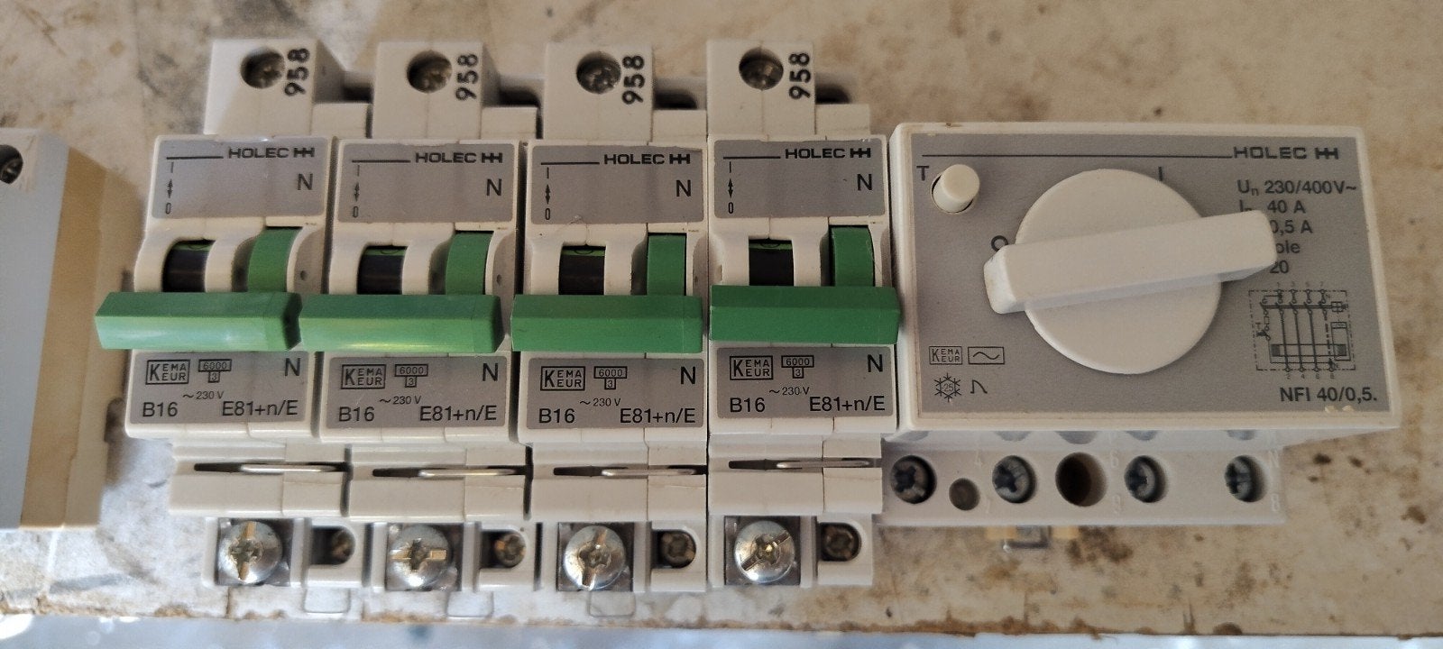 8x Holec B16 automaten, 2x aardlekschakelaar, Doe-het-zelf en Verbouw, Ophalen, Gebruikt, Overige merken, Installatieautomaat