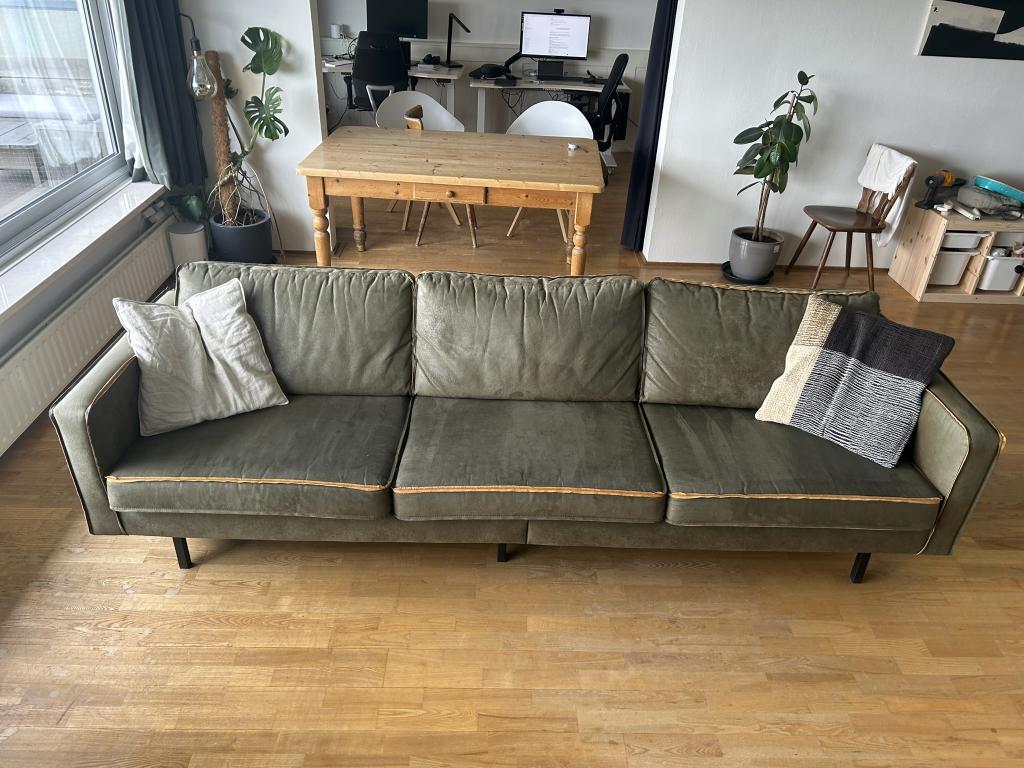 BePureHome Rodeo 3-zits bank groen / army – 277 cm breed, Ophalen, 250 tot 300 cm, Gebruikt, Driepersoons