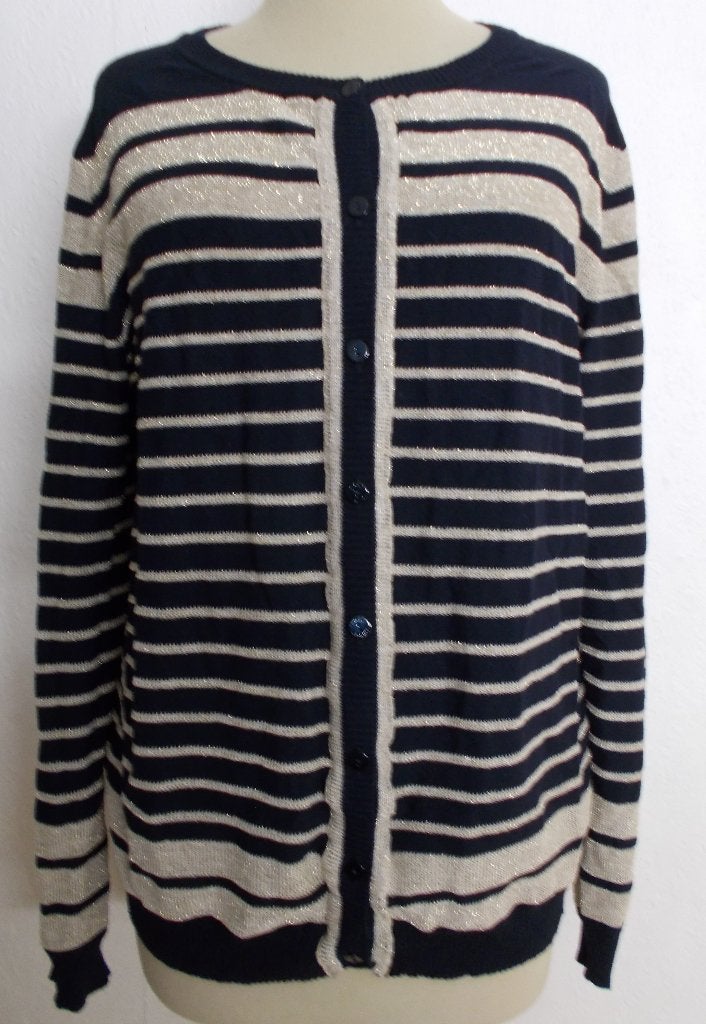 Donkerblauw/goud glamour vest van Twinset (Milano) XL, Maat 46/48 (XL) of groter, Zo goed als nieuw, Lange mouw, Verzenden