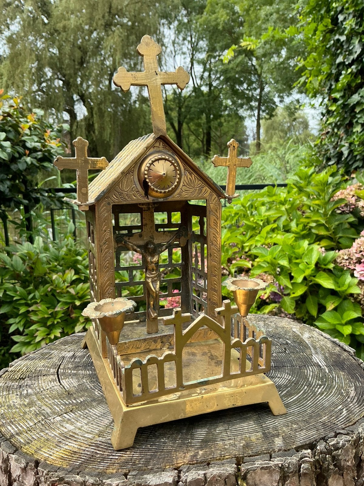 Religie ❤️ zeldzaam koperen kerkaltaartje, Ophalen of Verzenden