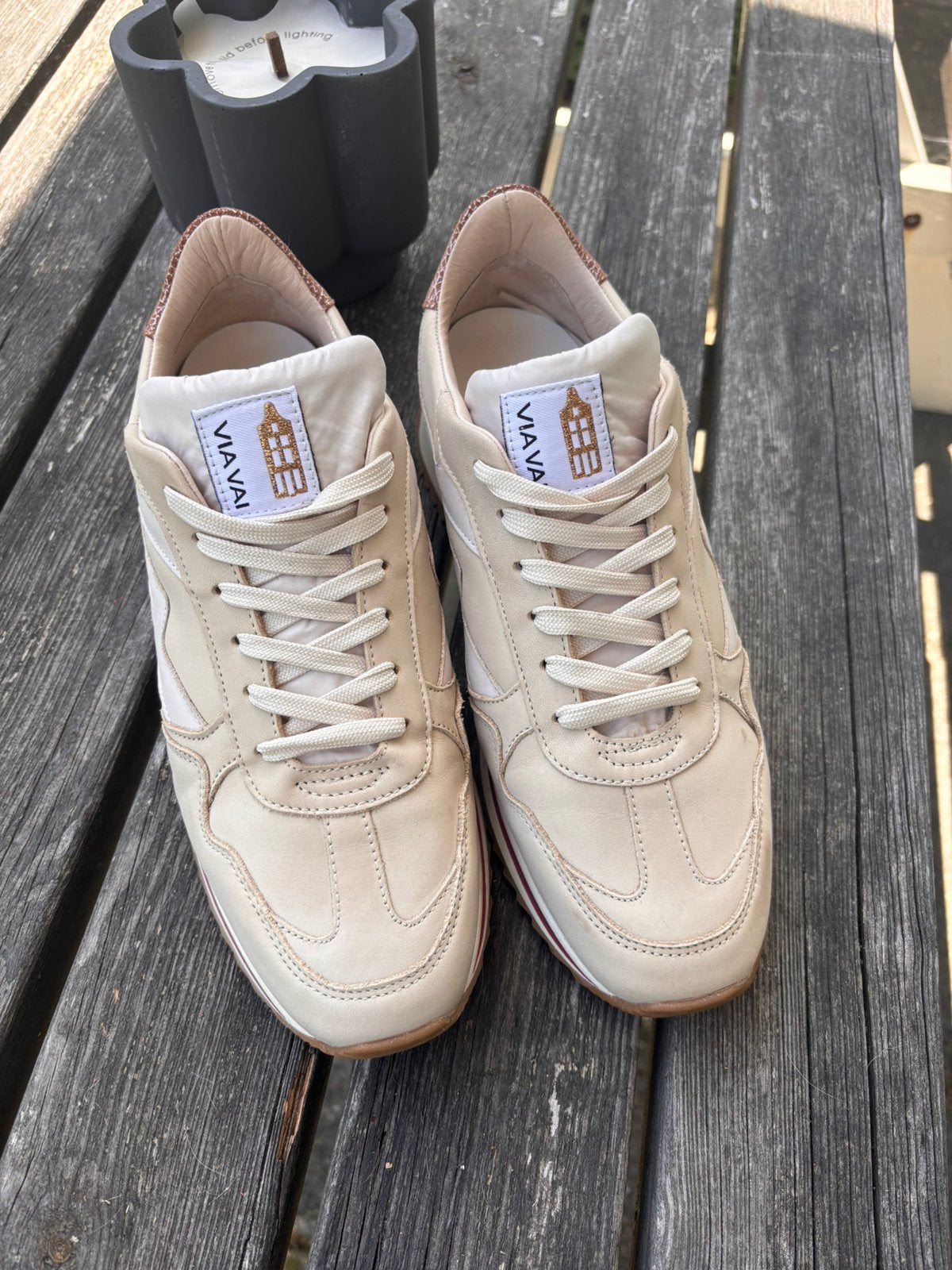 VIA VAI Mikki Alex sneakers suede/leer beige Maat 42, Beige, Ophalen of Verzenden, Sneakers of Gympen, Zo goed als nieuw