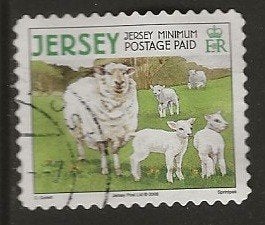 Jersey 10, schapen, Verzenden, Gestempeld
