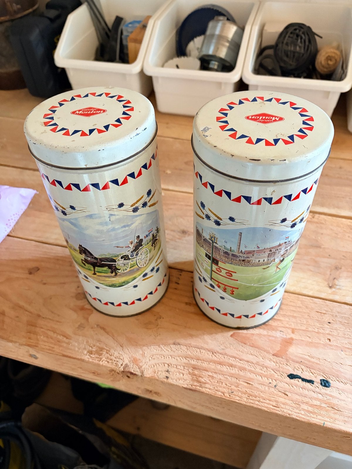 Vintage Koektrommels (2 stuks) - van der Meulen, Ophalen of Verzenden