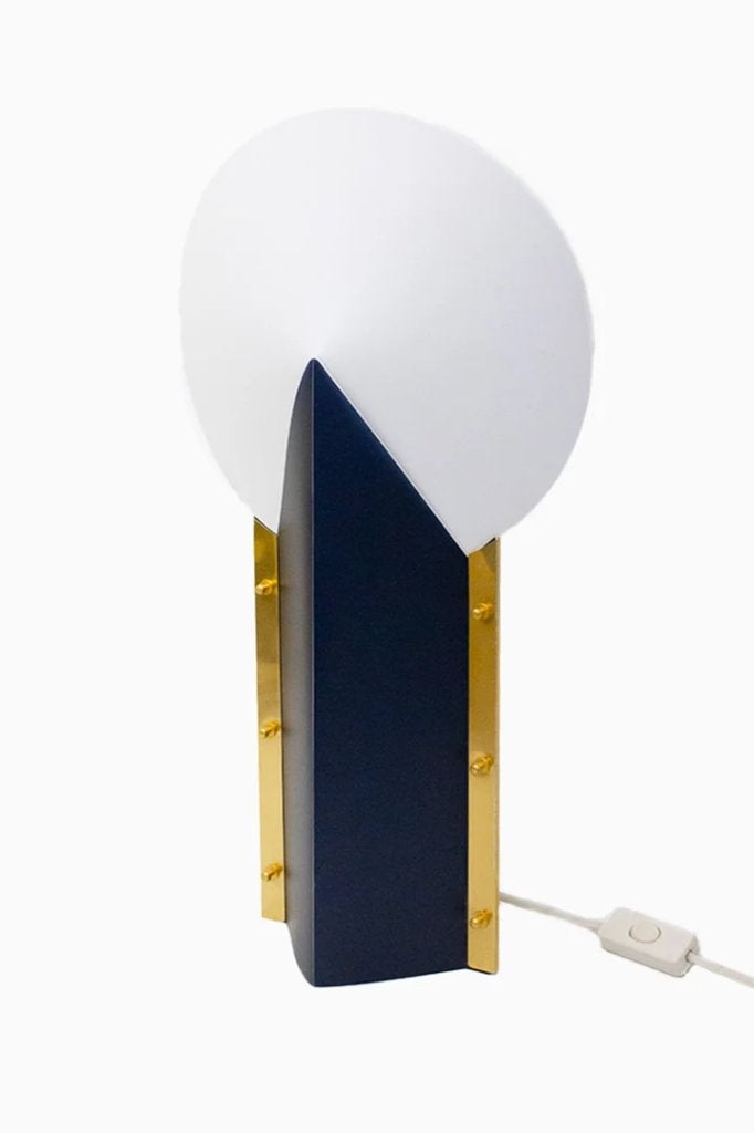 SALE: Donkerblauwe 80s Samuel Parker Reflex / Moon lamp, Overige merken, Gebruikt, Kunststof, Overige fittingen