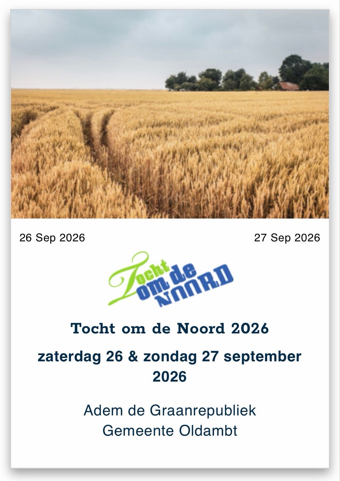 Startkaart Tocht om de Noord, Tickets en Kaartjes, Eén persoon, September