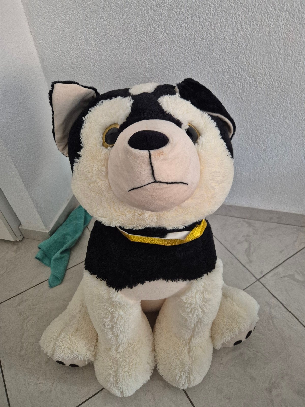 Grote knuffelhond - Husky, Overige merken, Zwart, Zo goed als nieuw, Groot (groter dan 80 cm)