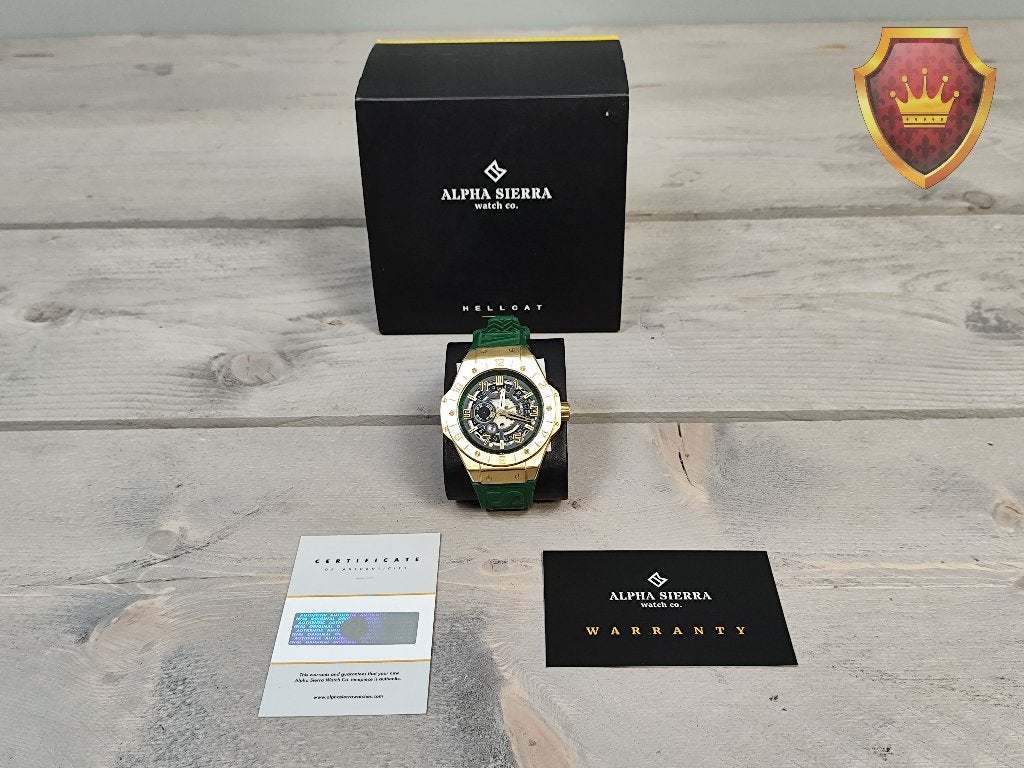 Alpha Sierra Hellcat GG04 horloge groen compleet, Overige merken, Staal, Staal, Polshorloge
