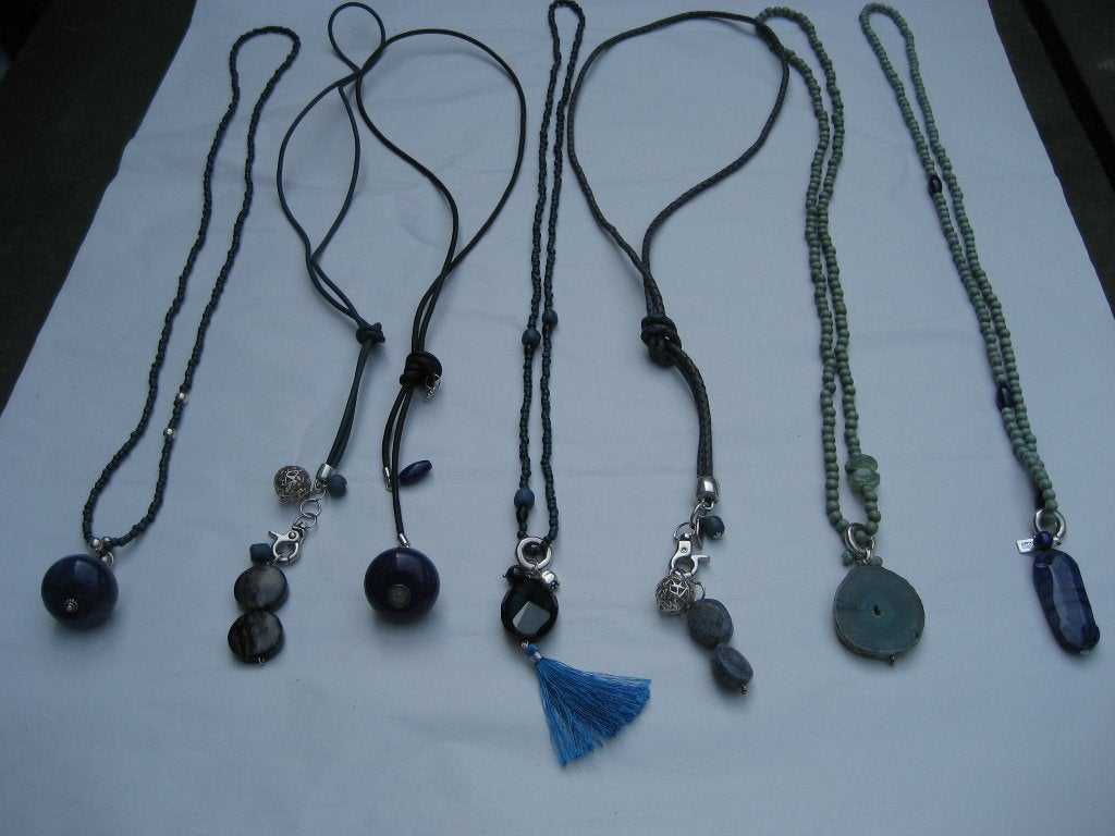 a beautiful stone lange ketting edelsteen leer, Ophalen of Verzenden, Nieuw, Bruin, Steen of Mineraal
