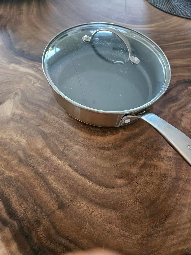 GreenPan hapjespan 24cm incl deksel, Aluminium, Ophalen of Verzenden, Zo goed als nieuw, Keramische plaat