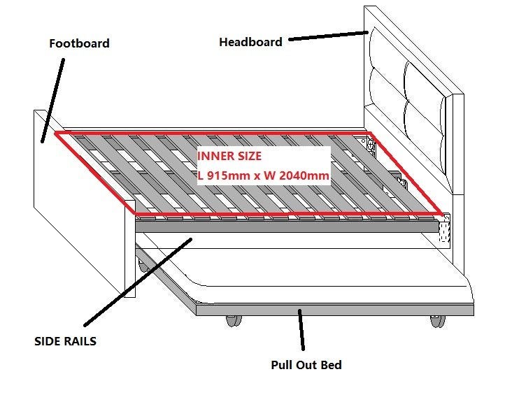 Rodan 1-persoonsbed met uitschuifbed - Wit, Huis en Inrichting, Niet ingevuld, Niet ingevuld, Niet ingevuld
