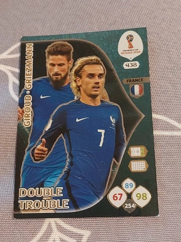 Panini/Voetbalkaart : Griezmann-Giroud/Double Trouble, Ophalen of Verzenden, Zo goed als nieuw, Buitenlandse clubs, Spelerskaart